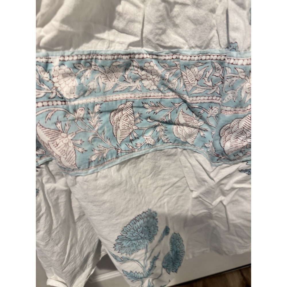 Sue Sartor Women's Blue Floral Flounce Dress Long sleeves XS Boho Artsy NO BELT - Picture 13 of 16